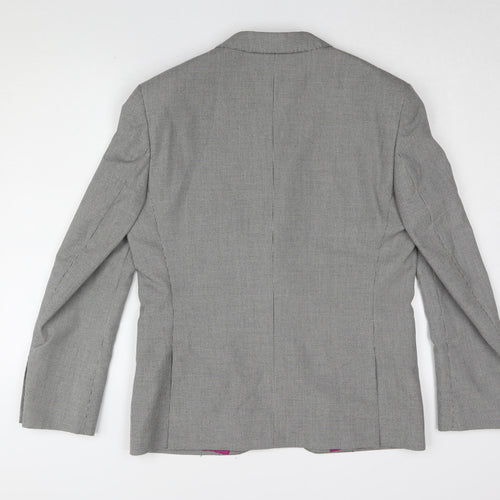 Marks and Spencer Men's Grey Check Blazer, Size 40S