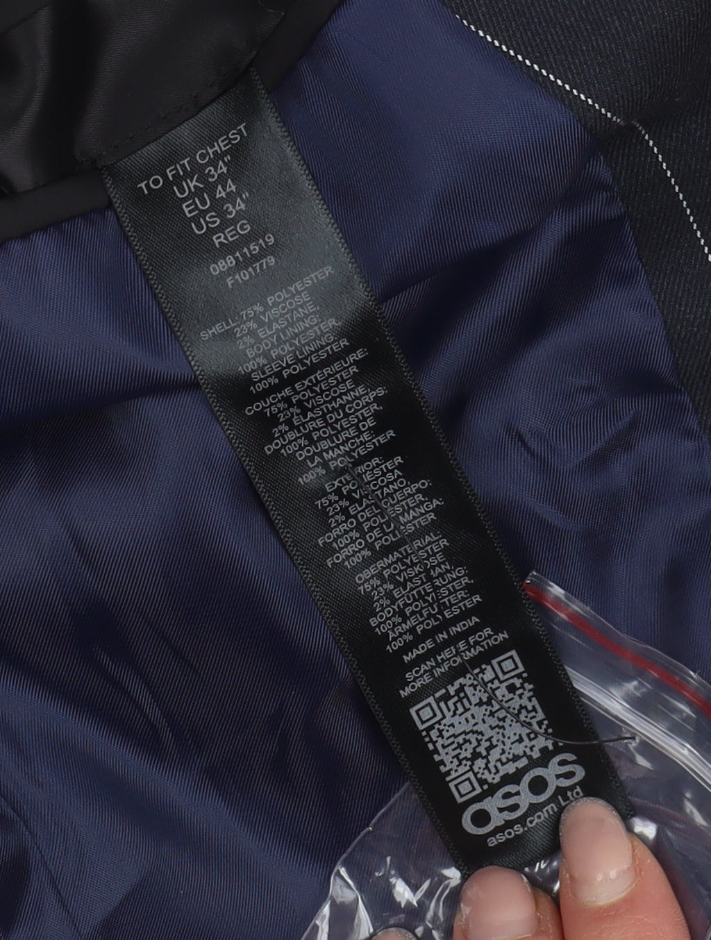 Asos Men's Black Striped Blazer, Size 34R