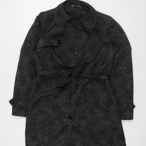 Marks & Spencer Women's Grey Floral Trench Coat Size 12