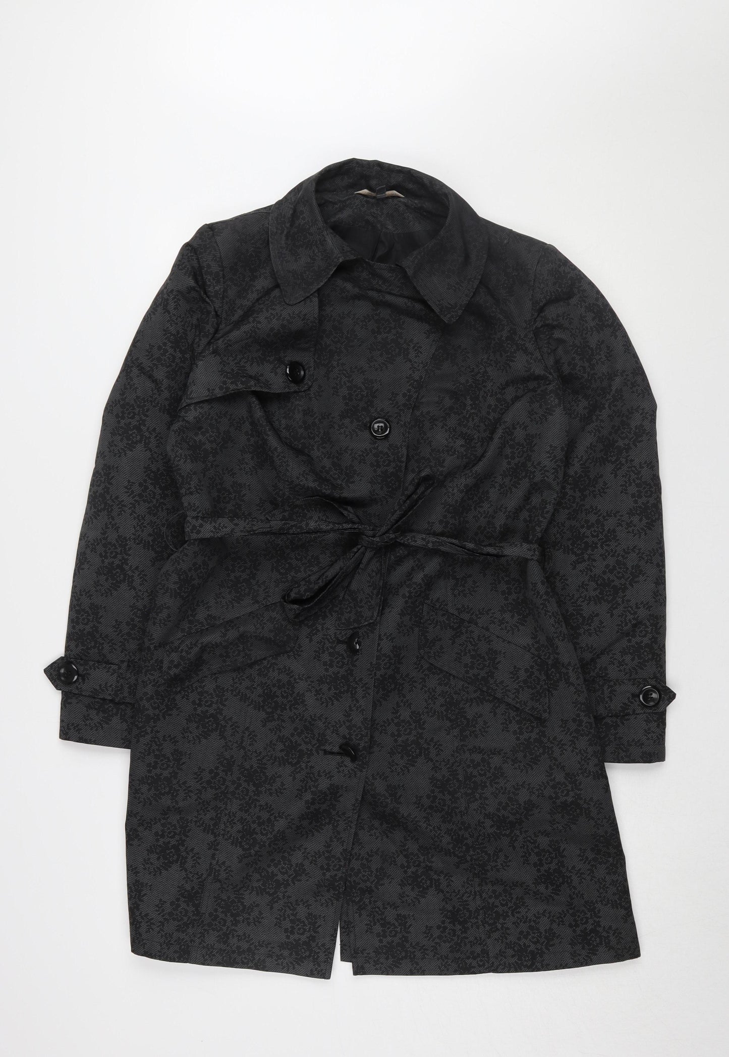 Marks & Spencer Women's Grey Floral Trench Coat Size 12
