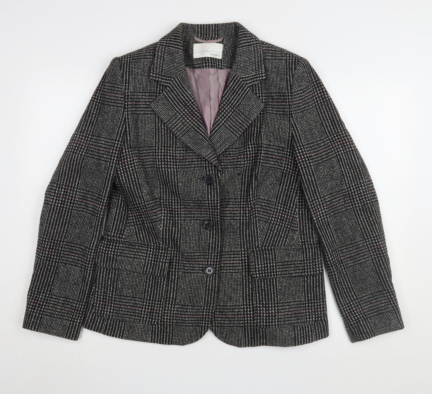 Amaranto Women's Grey Check Blazer Size 14