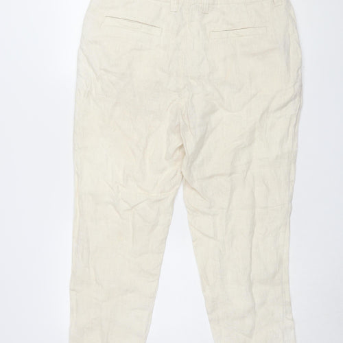 Zara Men's Ivory Linen Cropped Trousers Size 14
