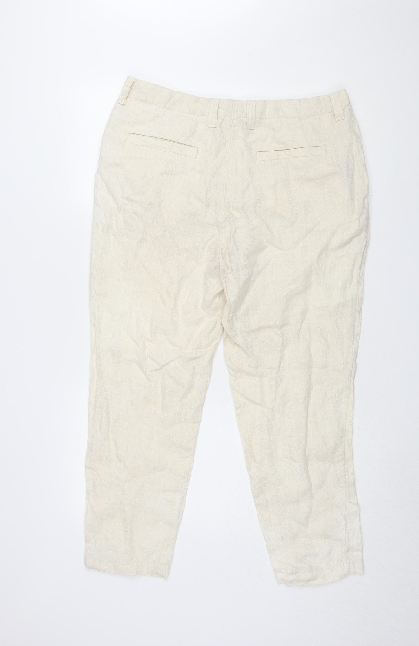 Zara Men's Ivory Linen Cropped Trousers Size 14