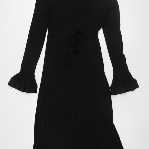 Marks and Spencer Black Fit & Flare Midi Dress, Size 18