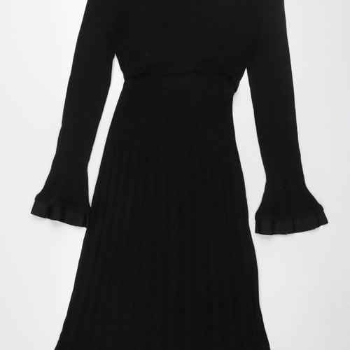 Marks and Spencer Black Fit & Flare Midi Dress, Size 18