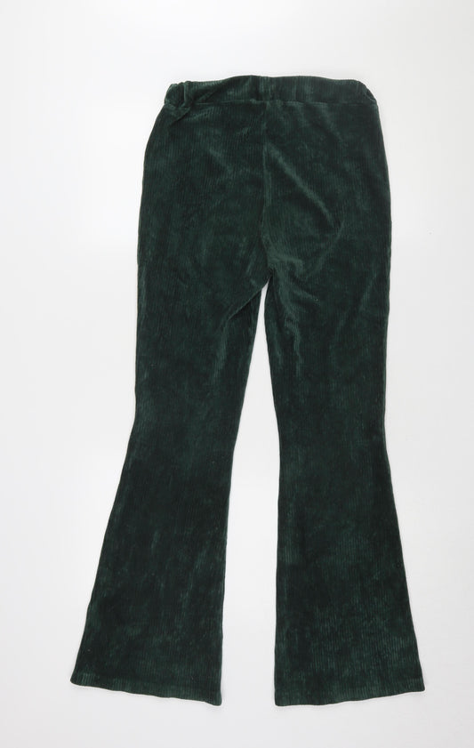 Miss Selfridge Women's Green Flared Corduroy Trousers, Size 12