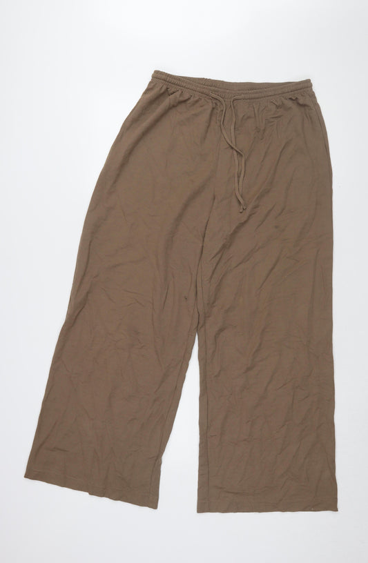 H&M Women's Brown Wide-Leg Trousers, Size M