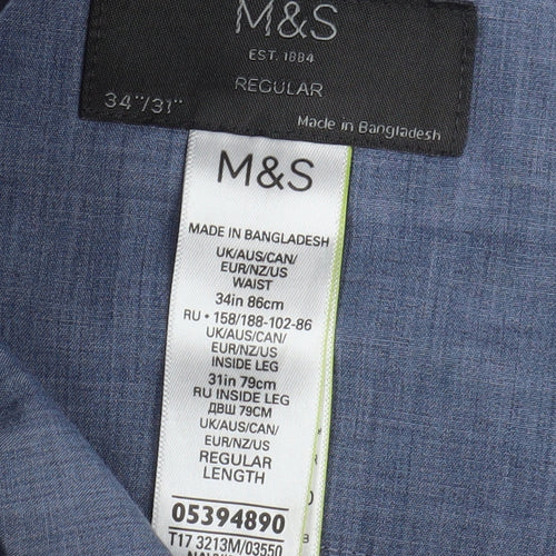 Marks and Spencer Men's Blue Chino Trousers, Size M