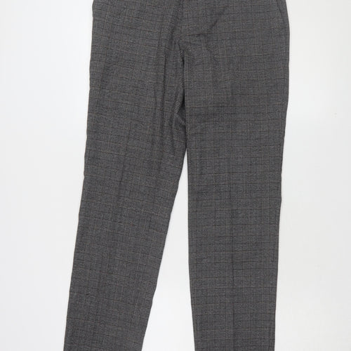 Marks and Spencer Men's Grey Slim Fit Check Trousers