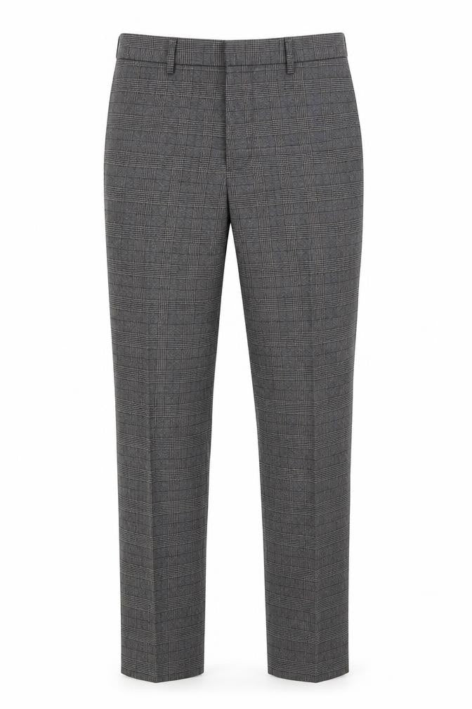 Front view of Marks & Spencer Men's Grey Slim Fit Check Trousers