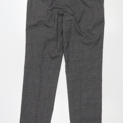 Marks and Spencer Men's Grey Slim Fit Check Trousers