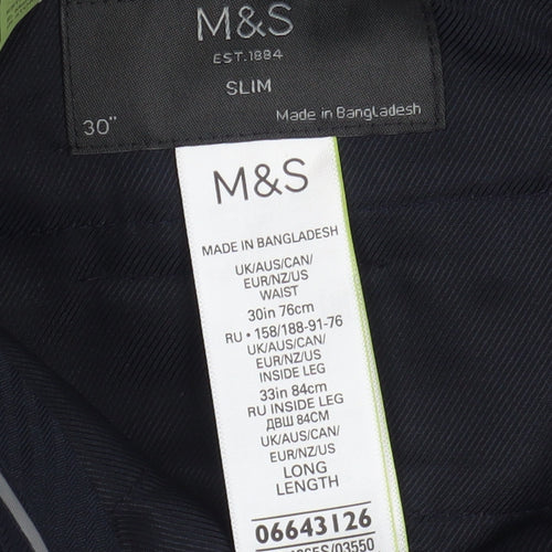 Marks and Spencer Men's Grey Slim Fit Check Trousers