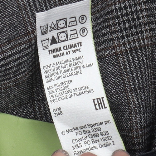 Marks and Spencer Men's Grey Slim Fit Check Trousers