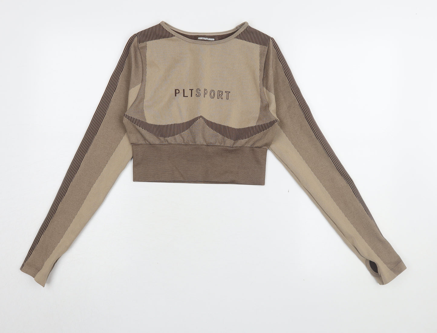 PrettyLittleThing Women's Brown Cropped Pullover Top M