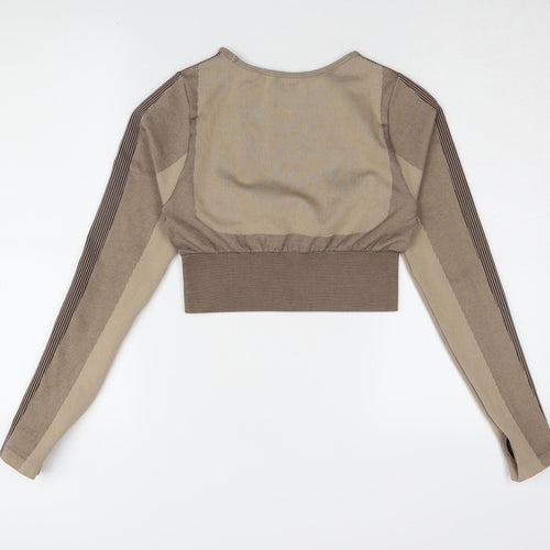 PrettyLittleThing Women's Brown Cropped Pullover Top M