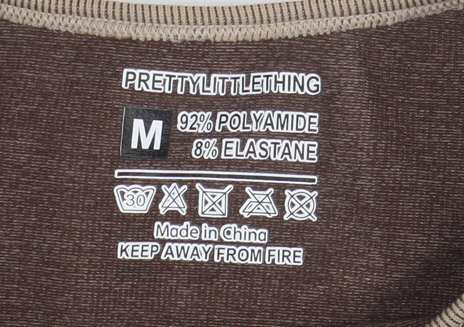 PrettyLittleThing Women's Brown Cropped Pullover Top M