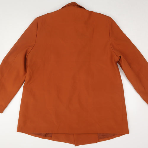Boohoo Women Orange Double-Breasted Blazer, Size 16