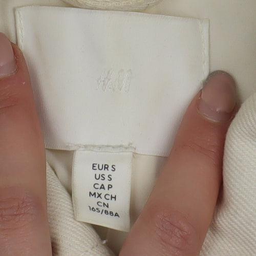 H&M Women's Ivory Cotton Belted Jacket - Size S