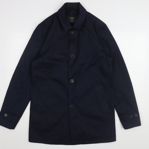 Marks and Spencer Men's Blue Overcoat S