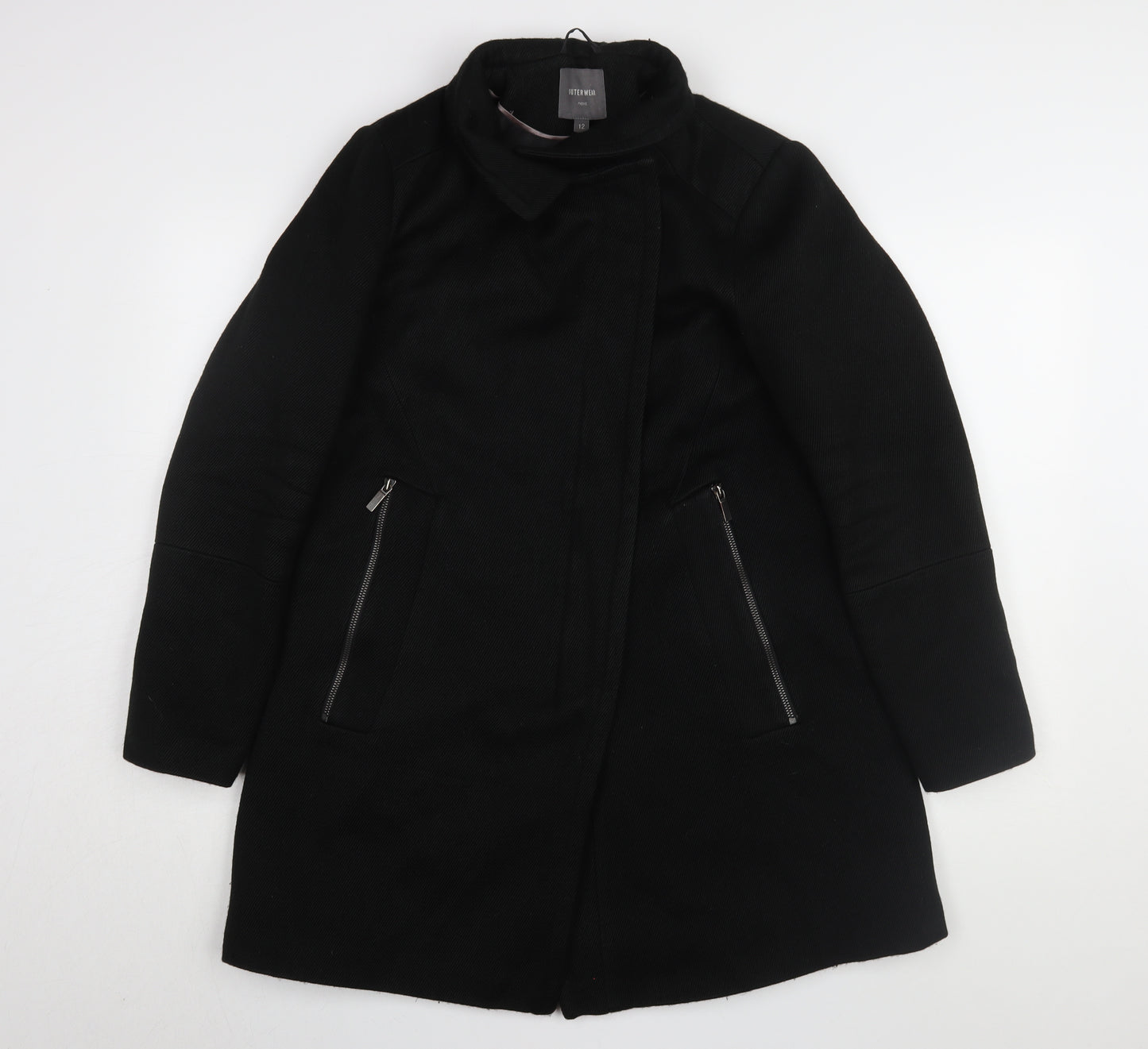Next Women's Black Mid-Length Overcoat, Size 12