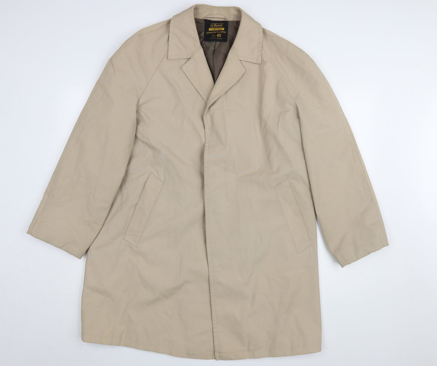 St Michael Men's Beige Short Overcoat - Size 40