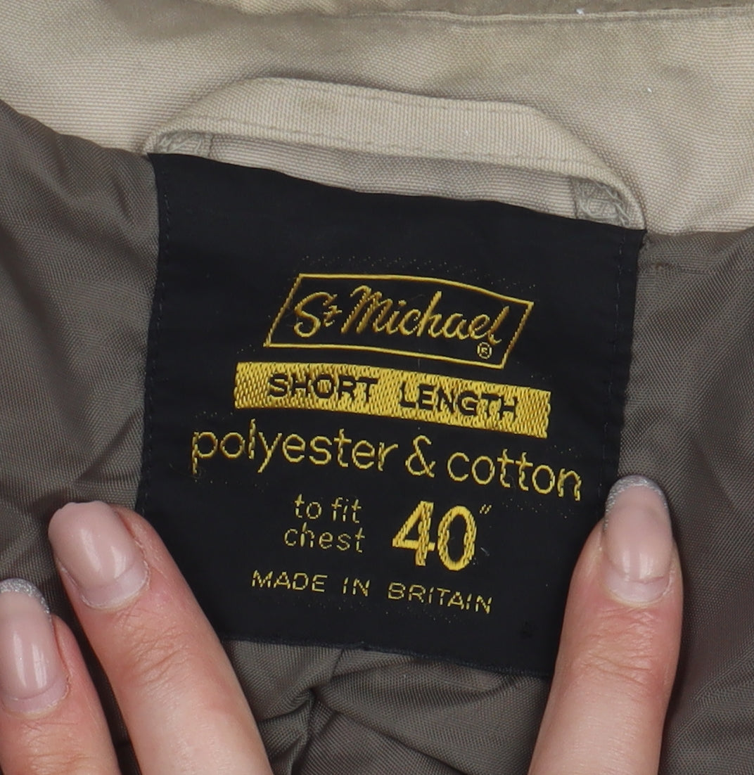 St Michael Men's Beige Short Overcoat - Size 40