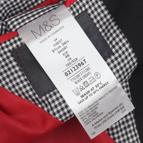 Marks and Spencer Men's Black Blazer, 36S, Business
