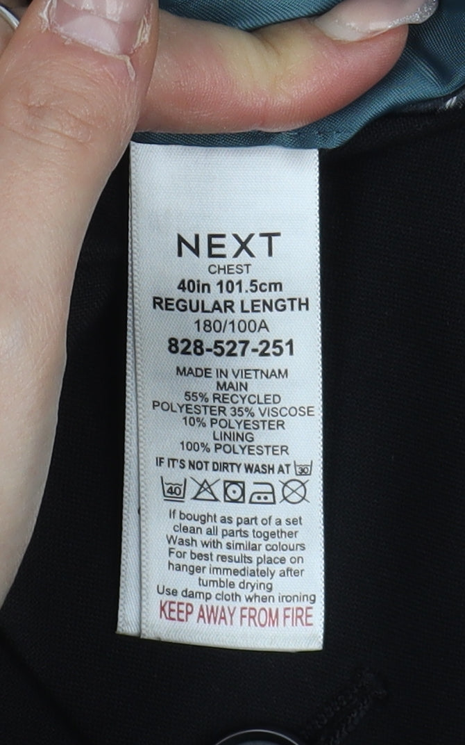 Next Men's Black Blazer Size 40R Regular Fit