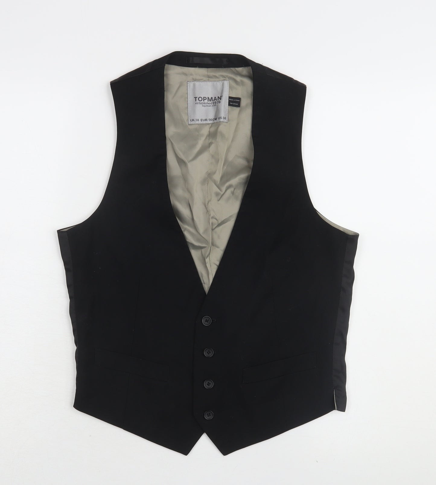 Topman Men's Black Suit Waistcoat Size 38R