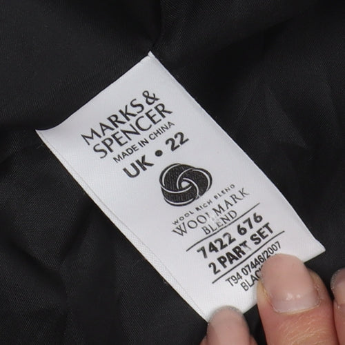 Marks and Spencer Women's Black Wool Overcoat Size 22