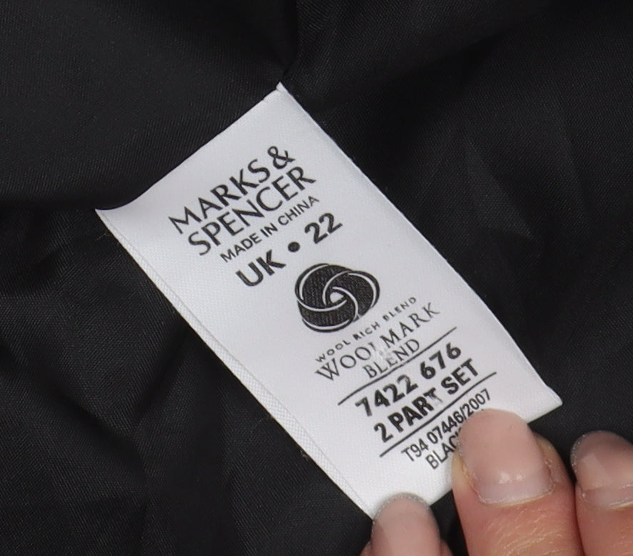 Marks and Spencer Women's Black Wool Overcoat Size 22