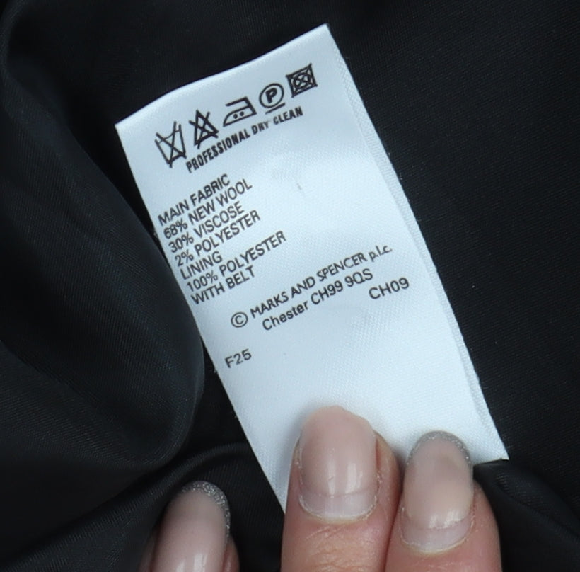 Marks and Spencer Women's Black Wool Overcoat Size 22