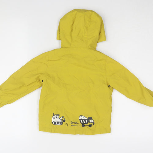 Next Boys Yellow Hooded Rain Coat 2-3Yrs Vehicle Theme