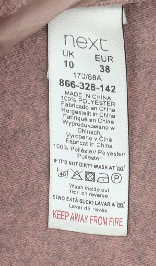 Next Women's Pink Pea Coat Size 10 Belted Double-Breasted