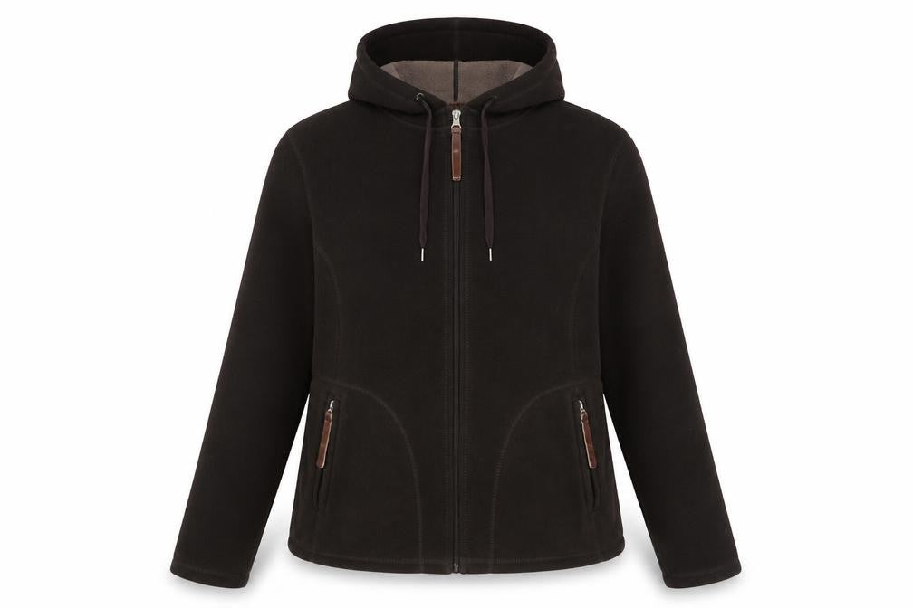 Front view of Bonmarché Women's Brown Fleece Hooded Jacket M