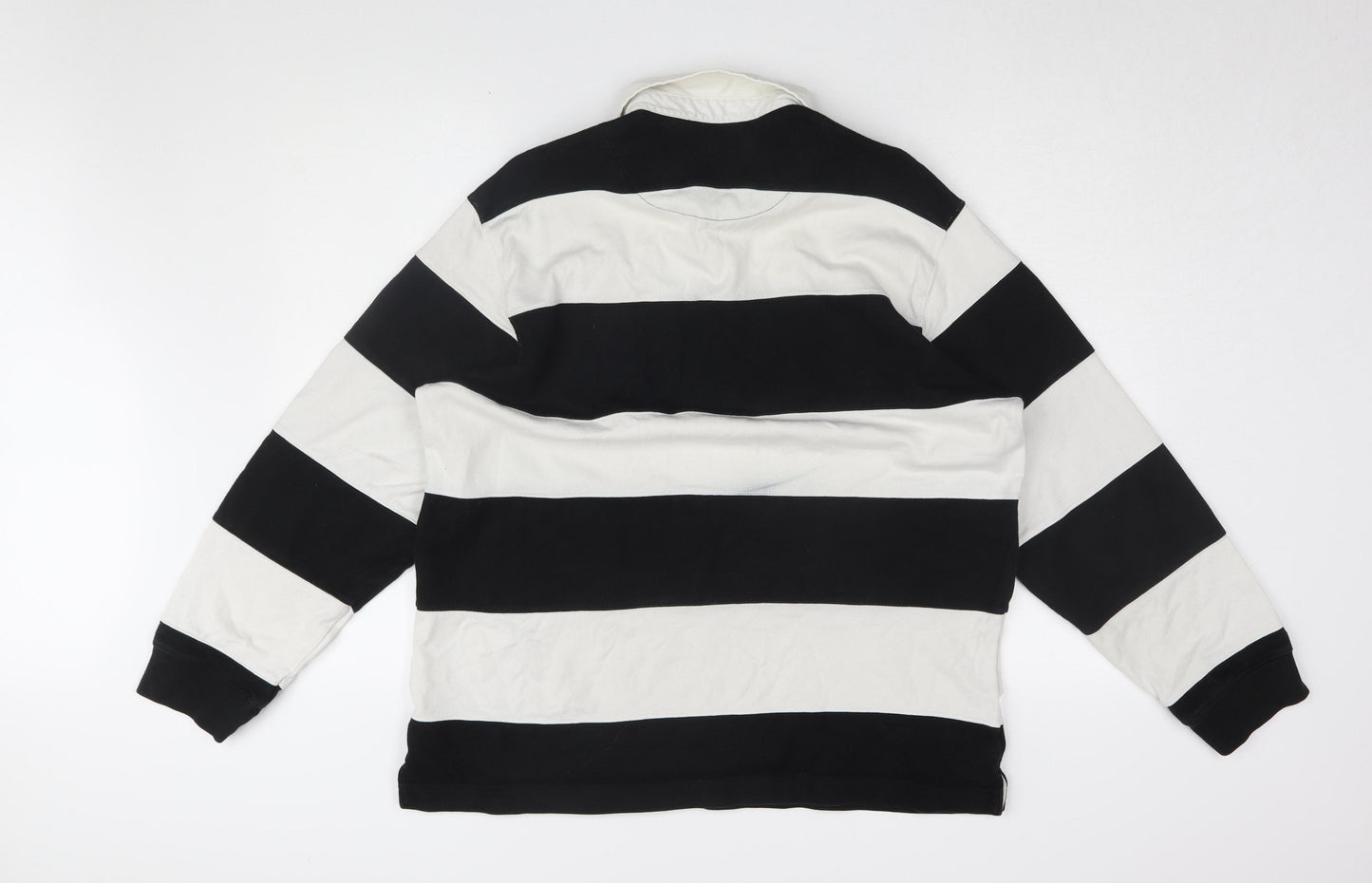 Marks and Spencer Men's Black Striped Polo, Large