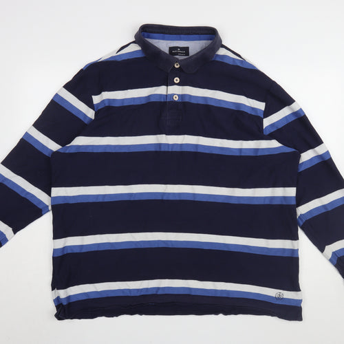 Marks and Spencer Men's Blue 2XL Striped Polo Shirt