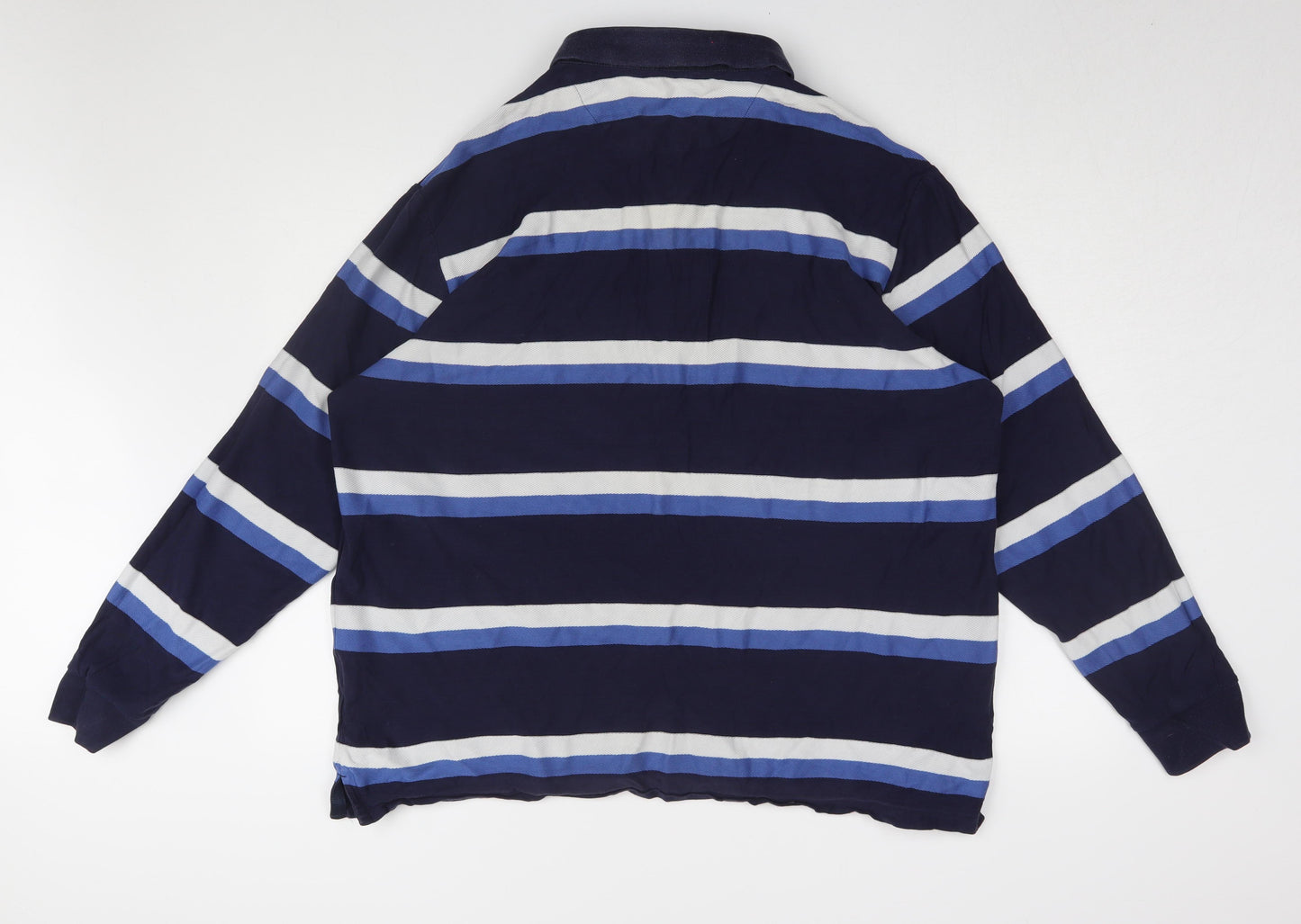 Marks and Spencer Men's Blue 2XL Striped Polo Shirt