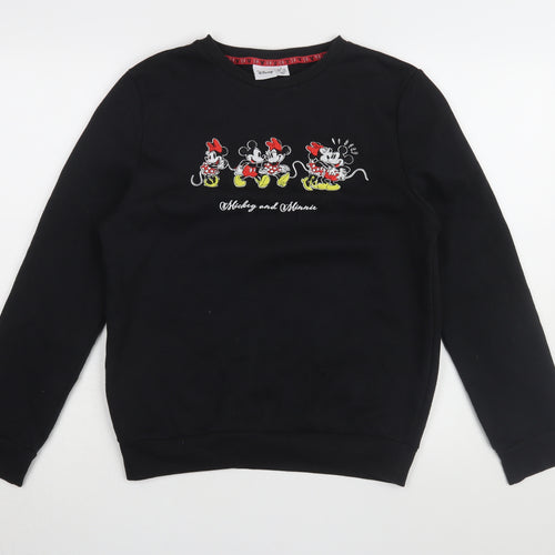 Disney Women's Black Mickey Minnie Pullover Sweatshirt, S