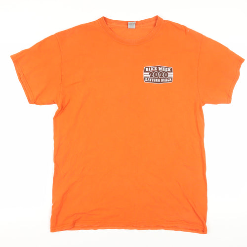 Bike Week Men's Orange Graphic Print T-Shirt L