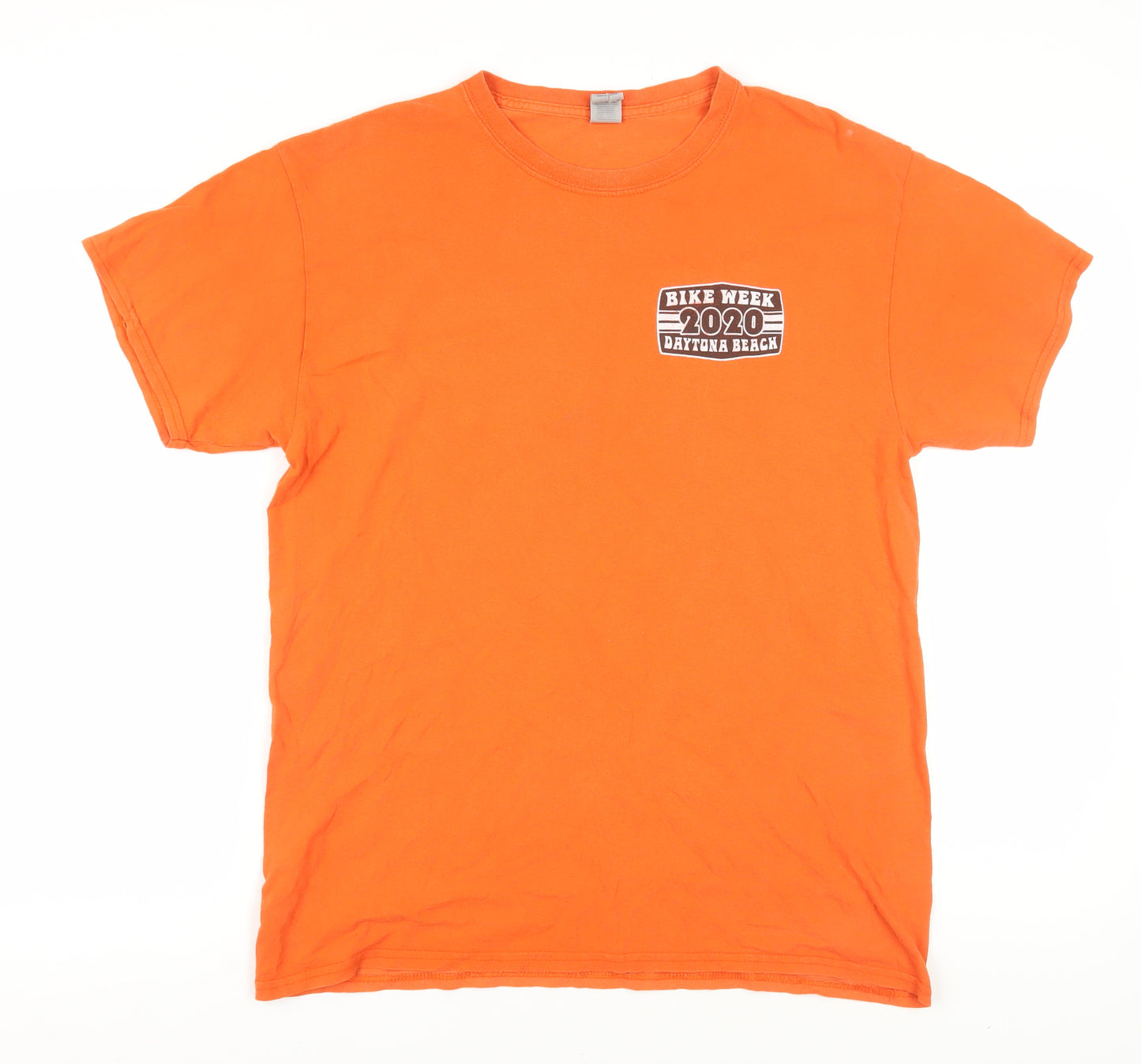 Bike Week Men's Orange Graphic Print T-Shirt L