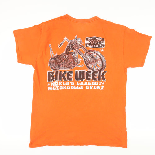 Bike Week Men's Orange Graphic Print T-Shirt L