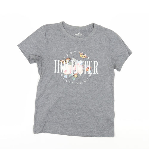 Hollister Women's Grey T-Shirt, Size S, Casual Crew Neck