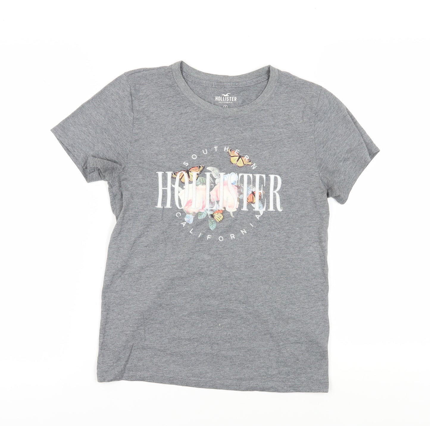 Hollister Women's Grey T-Shirt, Size S, Casual Crew Neck