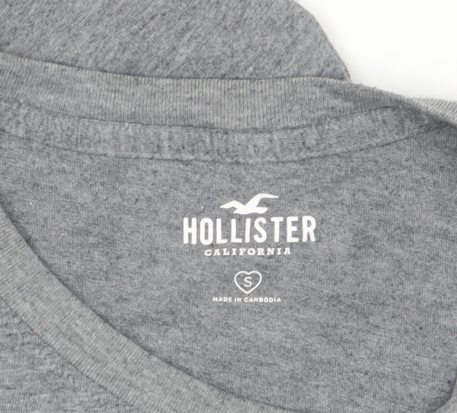 Hollister Women's Grey T-Shirt, Size S, Casual Crew Neck