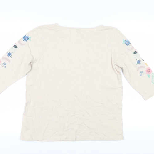 Cotton Traders Women's Beige Floral Top Size 14
