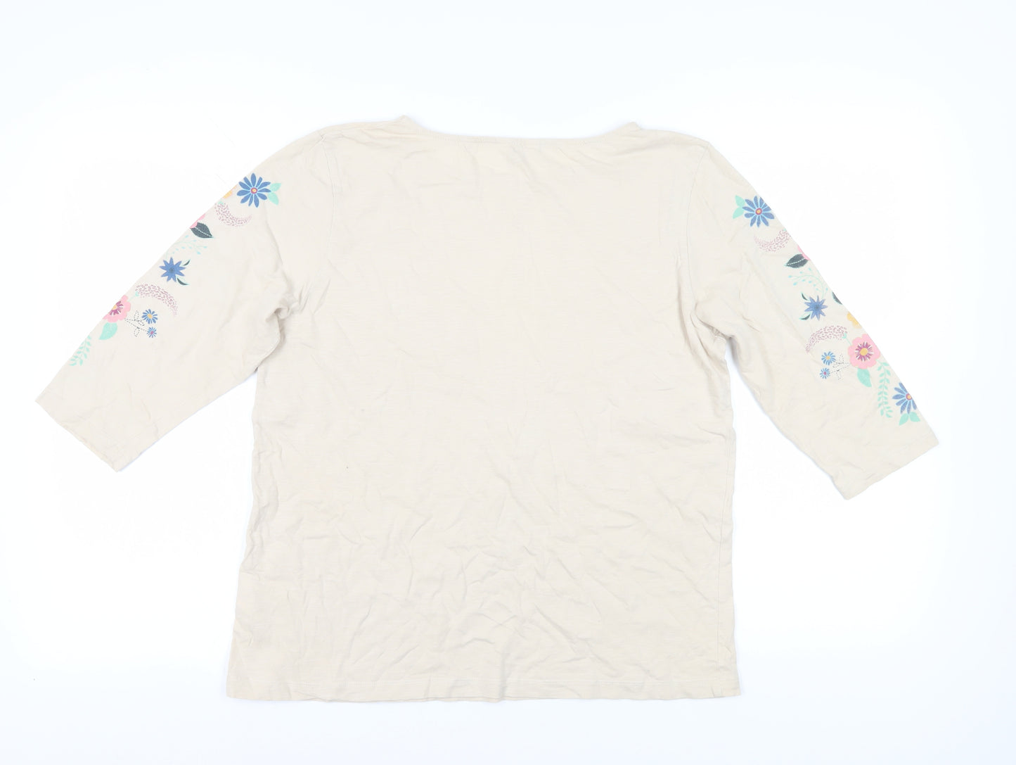 Cotton Traders Women's Beige Floral Top Size 14