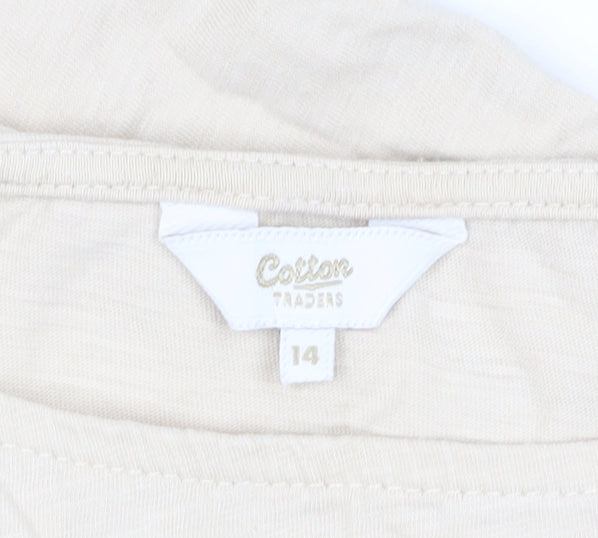 Cotton Traders Women's Beige Floral Top Size 14