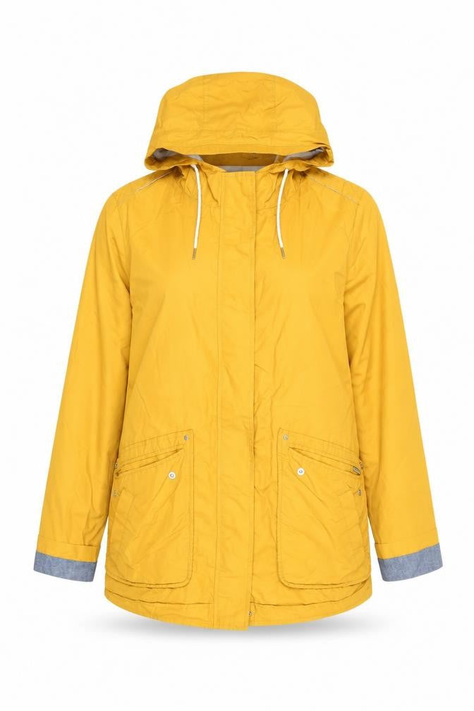 Front view of Parka London Women's Yellow Hooded Parka Jacket S