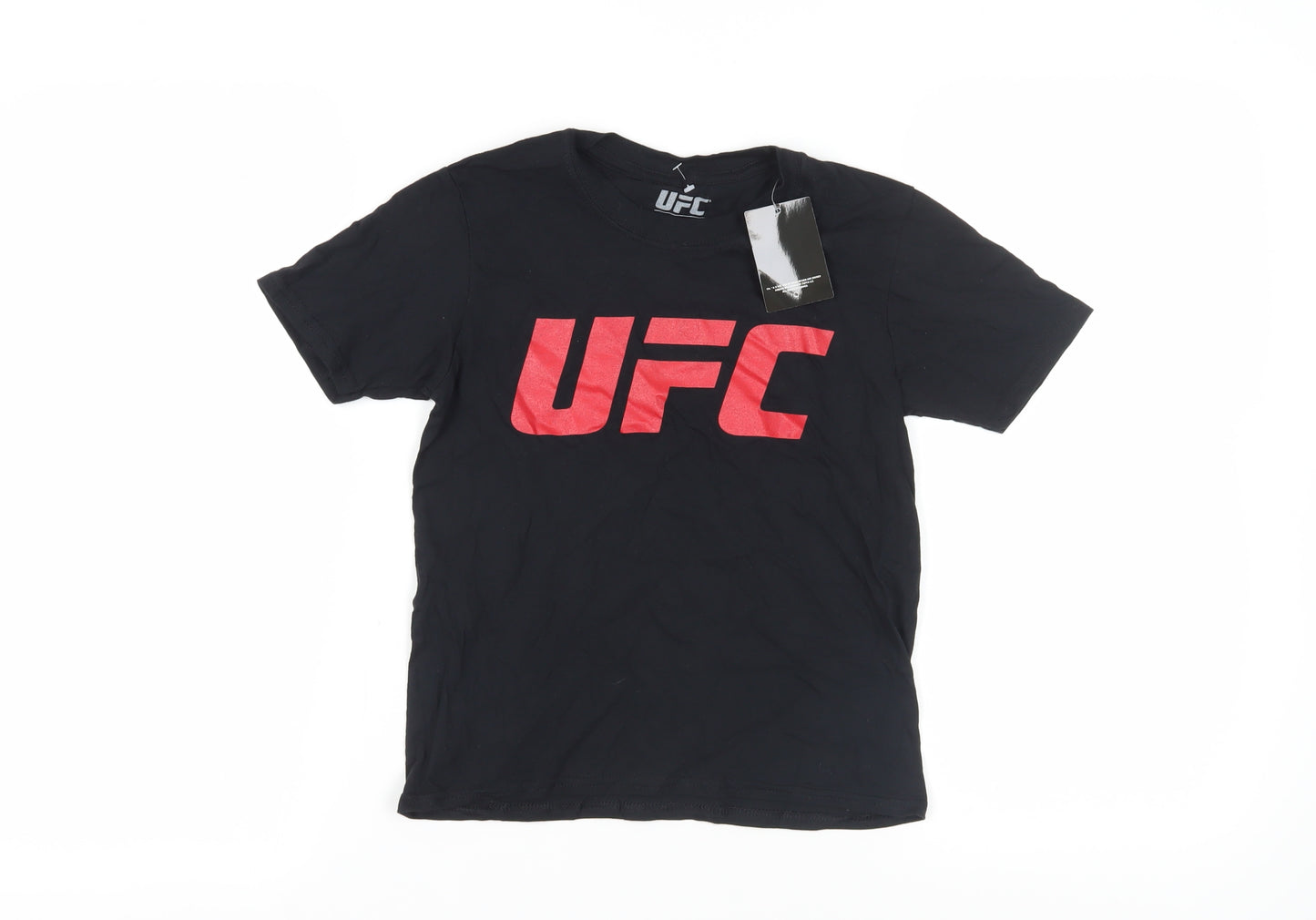 UFC Boys Black Cotton T-Shirt 7-8 Years Sports Logo